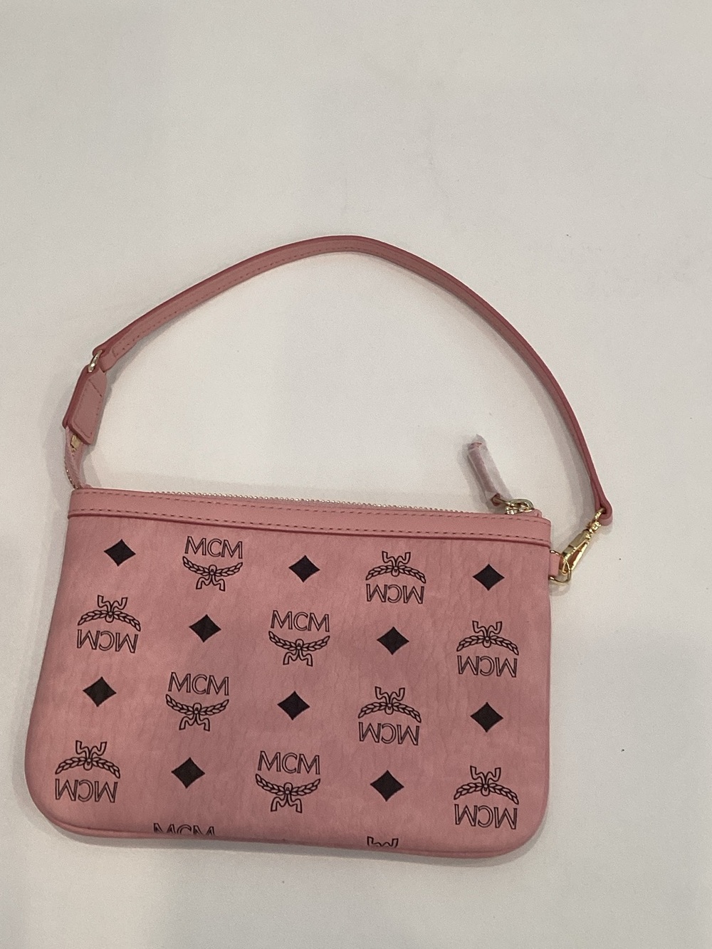 MCM Pink Logo Wristlet